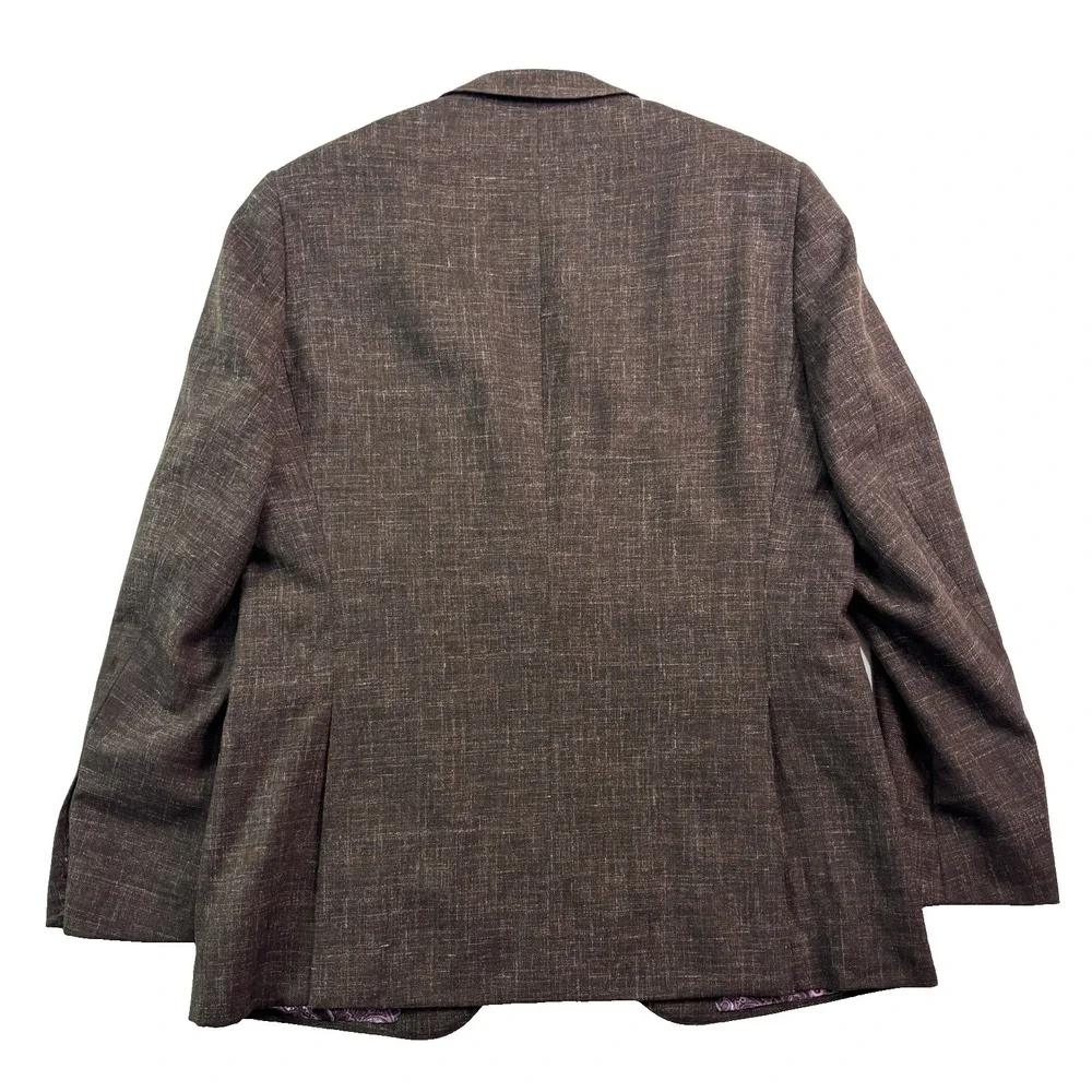 J Hilburn 43R 38x30 Brown Chambray Italian Fabric Wool Vitale Barberis Canonico‎